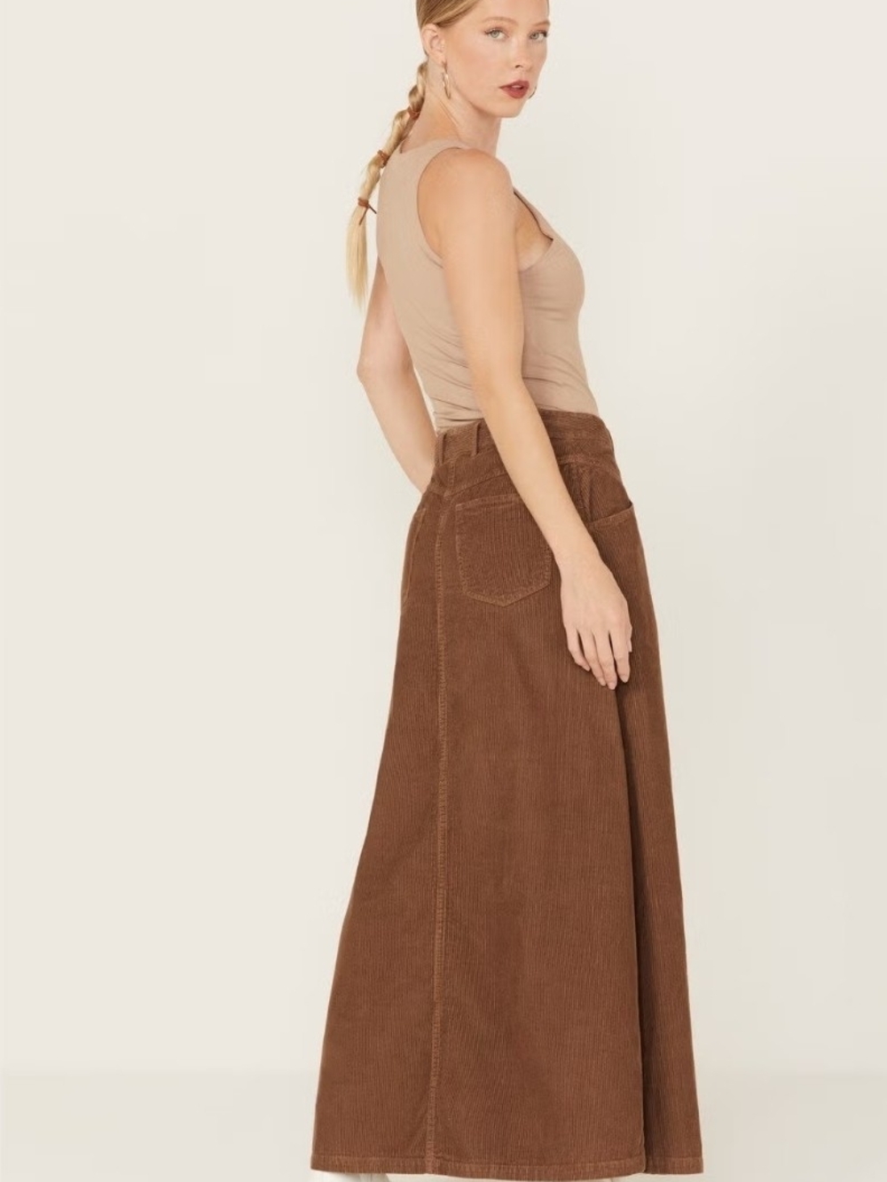 Free People Come As You As Corduroy Maxi Skirt GUC Size 2 - Picture 4 of 13